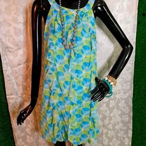 JUSTICE GIRLS DRESS With Sequins Sleeveless, Size: 16" Blue and Green